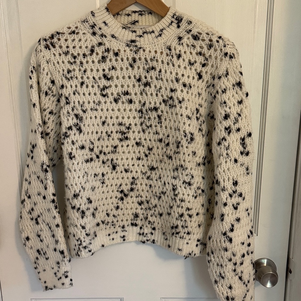 Mango Cream and Black Patterned Sweater
